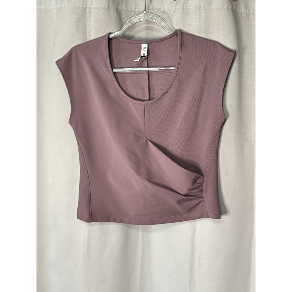 Athleta Rosy Bayview Wrap Front Ribbed Workout Yoga Top in Mauve Size M